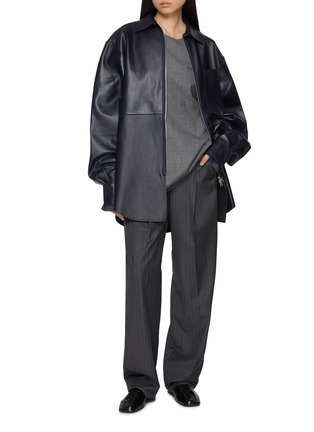 Figure View - Click To Enlarge - SONIA CARRASCO - Long Sleeve Tailored Pinstripe Wool Top