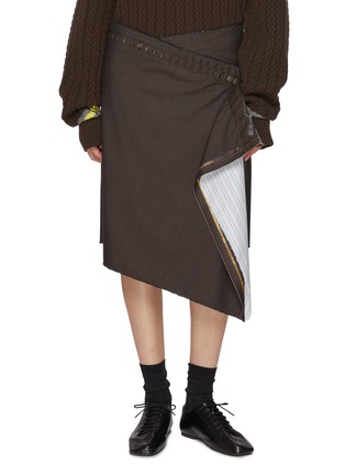 Main View - Click To Enlarge - SONIA CARRASCO - Asymmetrical Retal Wool Skirt