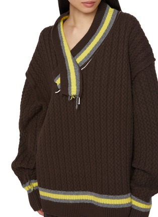 - SONIA CARRASCO - Cable Knit Wool Cashmere Tennis Sweater