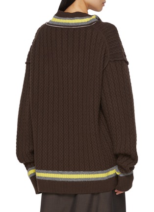 Back View - Click To Enlarge - SONIA CARRASCO - Cable Knit Wool Cashmere Tennis Sweater