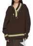 Main View - Click To Enlarge - SONIA CARRASCO - Cable Knit Wool Cashmere Tennis Sweater
