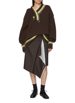 Figure View - Click To Enlarge - SONIA CARRASCO - Cable Knit Wool Cashmere Tennis Sweater
