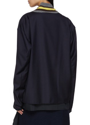 Back View - Click To Enlarge - SONIA CARRASCO - Long Sleeve Knitted Collar Wool Cashmere Top