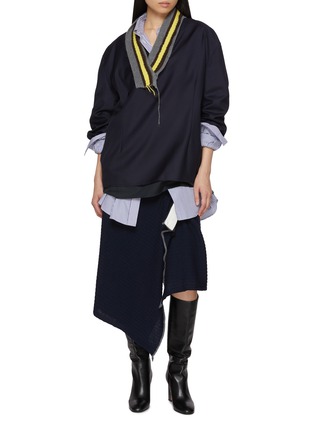 Figure View - Click To Enlarge - SONIA CARRASCO - Long Sleeve Knitted Collar Wool Cashmere Top