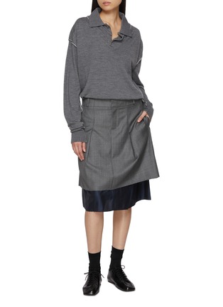 Figure View - Click To Enlarge - SONIA CARRASCO - Knit Double Collar V-Neck Wool Sweater