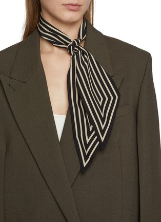 Figure View - Click To Enlarge - TOTEME - Monogram Striped Silk Ribbon Scarf