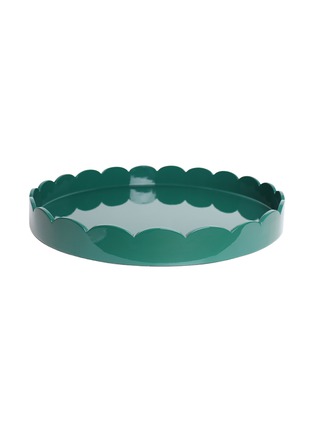 Main View - Click To Enlarge Main View - Click To Enlarge - ADDISON ROSS - Scallop Large Round Lacquered Tray — Racing Green