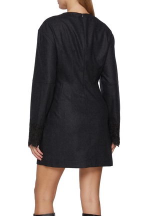 Back View - Click To Enlarge - BRUNELLO CUCINELLI - Long Lace Sleeve Wool Dress