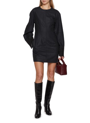 Figure View - Click To Enlarge - BRUNELLO CUCINELLI - Long Lace Sleeve Wool Dress