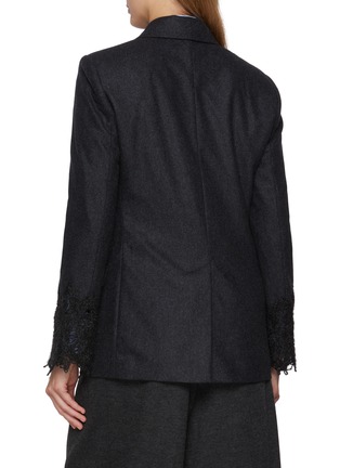 Back View - Click To Enlarge - BRUNELLO CUCINELLI - Double Breasted Lace Sleeve Wool Blazer