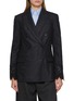 Main View - Click To Enlarge - BRUNELLO CUCINELLI - Double Breasted Lace Sleeve Wool Blazer