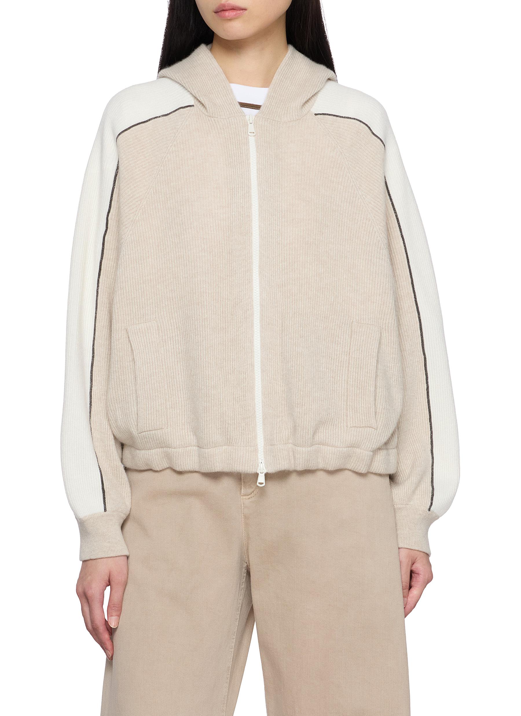 BRUNELLO CUCINELLI | Zipped Cashmere Knit Hoodie | Women | Lane
