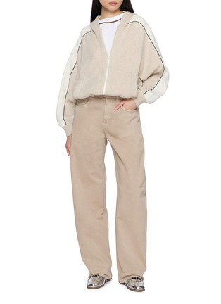 Figure View - Click To Enlarge - BRUNELLO CUCINELLI - Zipped Cashmere Knit Hoodie