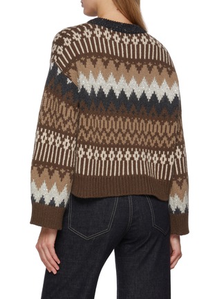 Back View - Click To Enlarge - BRUNELLO CUCINELLI - Monili Beaded Neck Fairisle Cashmere Knit Sweater