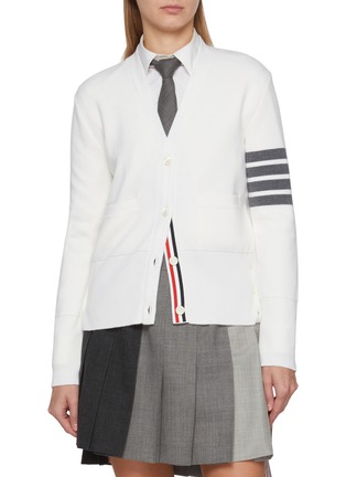 Main View - Click To Enlarge - THOM BROWNE - 4-Bar Striped V-Neck Wool Cardigan