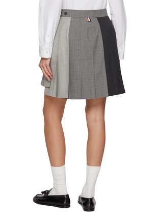 Back View - Click To Enlarge - THOM BROWNE - Dropped Back Pleated Fresco Wool Mini Skirt