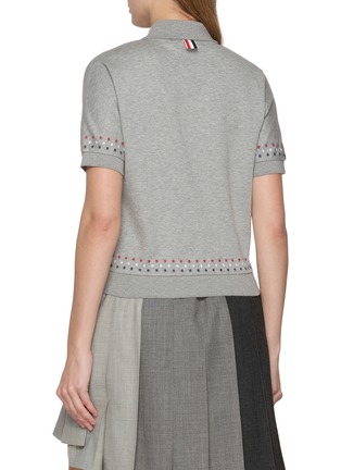Back View - Click To Enlarge - THOM BROWNE - Stars Snowflake Embroidery Cotton Polo Shirt