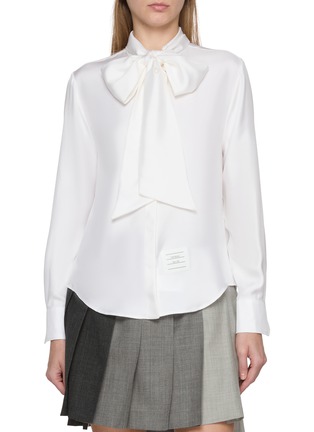 Main View - Click To Enlarge - THOM BROWNE - Detachable Bow Collar Silk Twill Shirt
