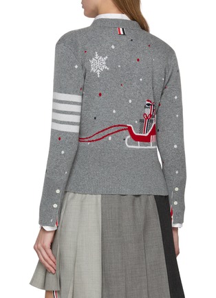 Back View - Click To Enlarge - THOM BROWNE - Reindeer Hector Intarsia Jacquard Cashmere Blend Cardigan