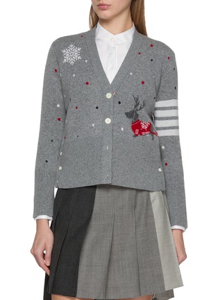 Main View - Click To Enlarge - THOM BROWNE - Reindeer Hector Intarsia Jacquard Cashmere Blend Cardigan