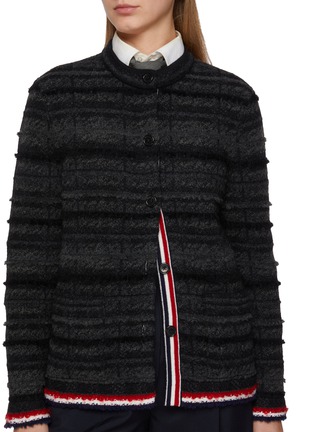  - THOM BROWNE - Chequered Jacquard Knit Cardigan Jacket