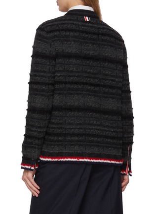 Back View - Click To Enlarge - THOM BROWNE - Chequered Jacquard Knit Cardigan Jacket