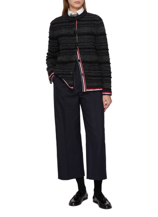 Figure View - Click To Enlarge - THOM BROWNE - Chequered Jacquard Knit Cardigan Jacket
