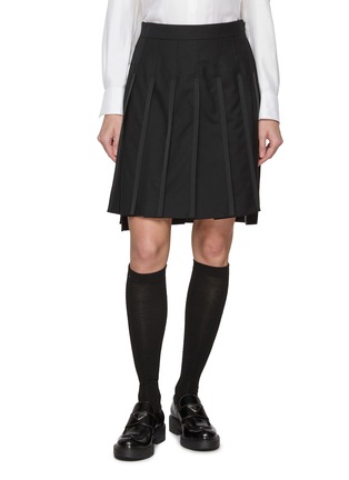Main View - Click To Enlarge - THOM BROWNE - Tipping Pleated Wool Skirt