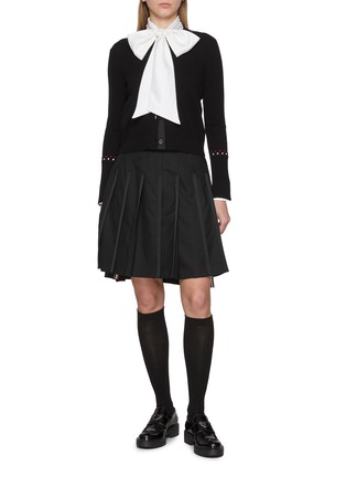 Figure View - Click To Enlarge - THOM BROWNE - Tipping Pleated Wool Skirt