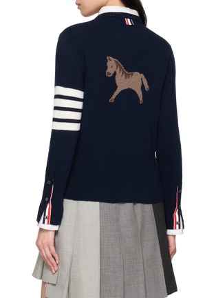 Back View - Click To Enlarge - THOM BROWNE - Lunar New Year 4-Bar Intarsia Wool Cardigan
