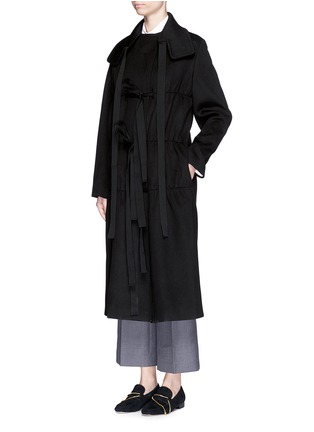 Figure View - Click To Enlarge - PORTS 1961 - Ruche bow double faced wool-cashmere coat
