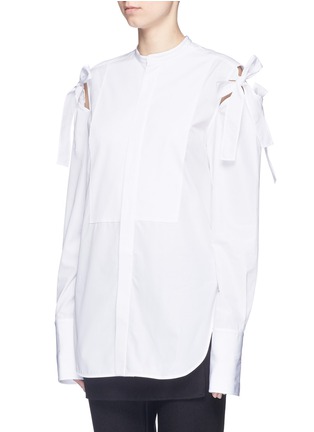 Front View - Click To Enlarge - PORTS 1961 - Cutout bow sleeve cotton poplin shirt