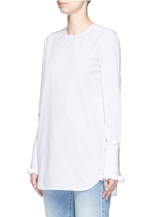 Front View - Click To Enlarge - PORTS 1961 - Pompom cuff cotton poplin blouse