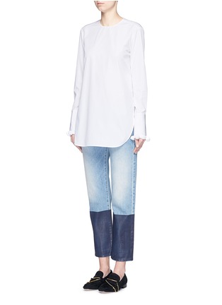 Figure View - Click To Enlarge - PORTS 1961 - Pompom cuff cotton poplin blouse