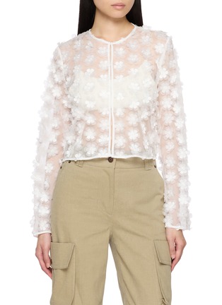 Main View - Click To Enlarge - EPINGLER - Flower Embroidered Sheer Cardigan