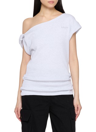 Main View - Click To Enlarge - EPINGLER - Twisted Shoulder Cotton Blend Top