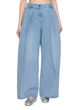 Main View - Click To Enlarge - EPINGLER - Wide Leg Tuck Denim Jeans
