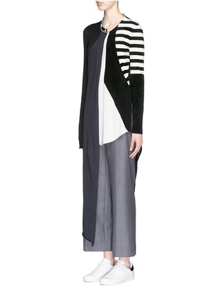 Front View - Click To Enlarge - PORTS 1961 - Stripe panel Merino wool asymmetric sweater dress