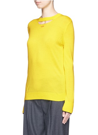 Front View - Click To Enlarge - PORTS 1961 - Slash superfine Merino wool knit sweater