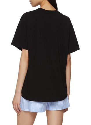 Back View - Click To Enlarge - MARDI MERCREDI - Triple Flower Graphic Crewneck Cotton T-Shirt