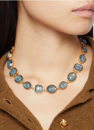 Front View - Click To Enlarge - GOOSSENS - Cabochons 24K Gold Plated Brass Crystal Necklace