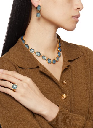 Figure View - Click To Enlarge - GOOSSENS - Cabochons 24K Gold Plated Brass Crystal Necklace
