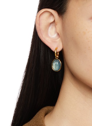 Front View - Click To Enlarge - GOOSSENS - Cabochons 24K Gold Plated Brass Crystal Clip On Earrings