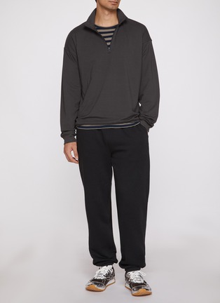 Back View - Click To Enlarge - SKIMS - Jersey Lounge Relaxed Quarter Zip Pullover Sweatshirt