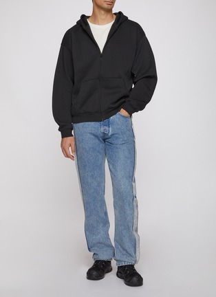 Back View - Click To Enlarge - SKIMS - Fleece Lounge Relaxed Zip Up Hoodie