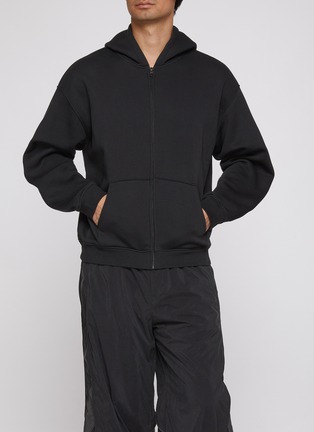 Figure View - Click To Enlarge - SKIMS - Fleece Lounge Relaxed Zip Up Hoodie