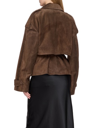 Back View - Click To Enlarge - ARMARIUM - Flaminia Storm Flap Belted Suede Leather Jacket