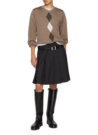 Figure View - Click To Enlarge - BONBOM - Belt Insert Pleated Skirt