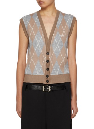 Main View - Click To Enlarge - BONBOM - Argyle Button Up Knit Vest