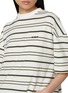  - BONBOM - Frame Back Cropped Striped Cotton T-Shirt